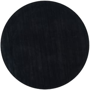Himalaya Black 6 ft. x 6 ft. Round Solid Area Rug