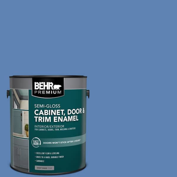 BEHR PREMIUM 1 gal. #PPU15-06 Neon Blue Semi-Gloss Enamel Interior/Exterior Cabinet, Door & Trim Paint