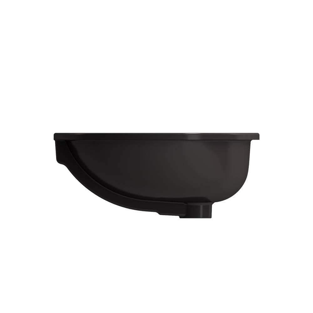 Matte Black Ceramic Round Undermount Bathroom Sink with Overflow