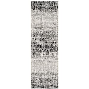 Adirondack Ivory/Black 3 ft. x 8 ft. Solid Gradient Runner Rug