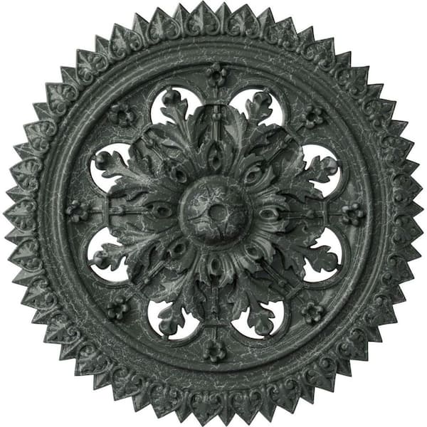 Ekena Millwork 2-1/2" x 21-5/8" x 21-5/8" Polyurethane York Ceiling Medallion, Athenian Green Crackle