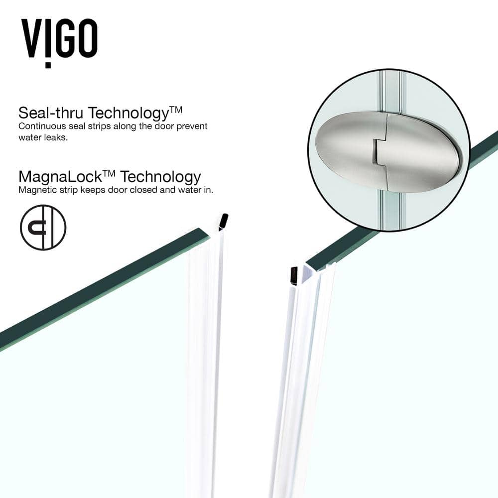 Gemini 47" Frameless Neo-Angle Shower Enclosure with Clear Glass
