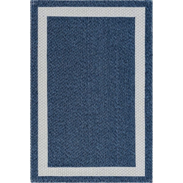 Unique Loom Decatur Border Navy Blue 2 ft. 2 in. x 3 ft. Area Rug