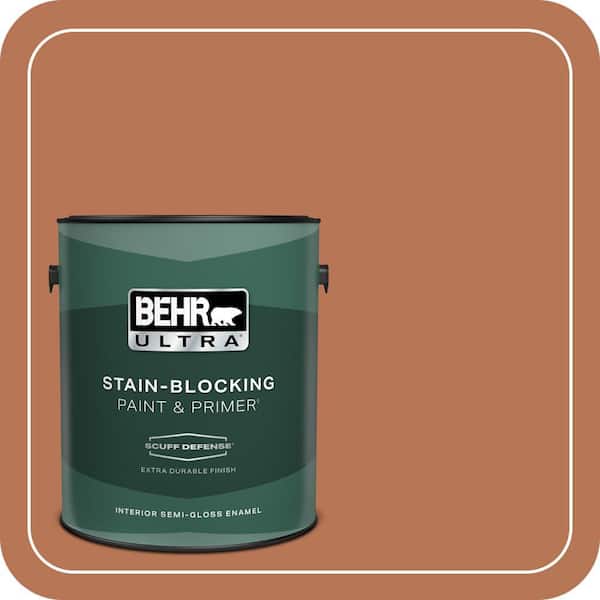 BEHR ULTRA 1 gal. Home Decorators Collection #HDC-AC-06 Campfire Blaze Extra Durable Semi-Gloss Enamel Interior Paint & Primer