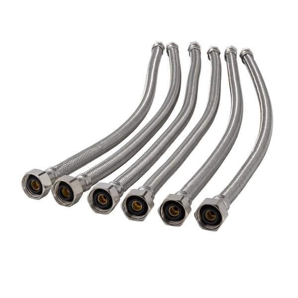 3/8 in. Compression x 1/2 in. FIP x 20 in. Stainless Steel Faucet Supply Line (6-Pack)