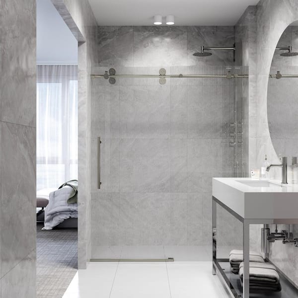 VIGO Elan 68 to 72 in. W x 74 in. H Sliding Frameless Shower