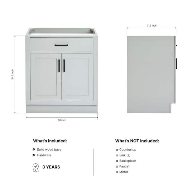 Hepburn 30 in. W x 21.5 in. D x 34.5 in. H Bath Vanity Cabinet without Top in Grey