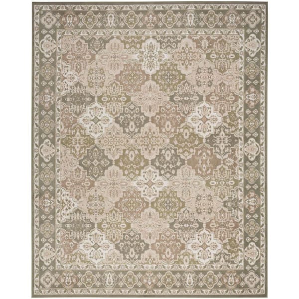 Grafix Green 9 ft. x 12 ft. Center medallion Traditional Area Rug