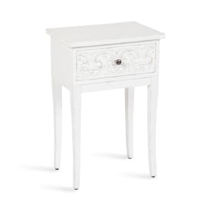 Cassetta 18 in. W. White Rectangle Rustic Wood End Table