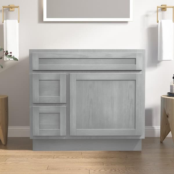 Vanity Art 36 in. W x 21 in. D x 32.5 in. H 2-Left Drawers Bath Vanity Cabinet without Top in Silver