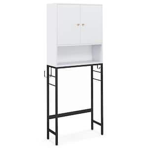 25 in. W x 65 in. H x 9 in. D White Over The Toilet Storage with 2 Doors and Adjustable Shelf