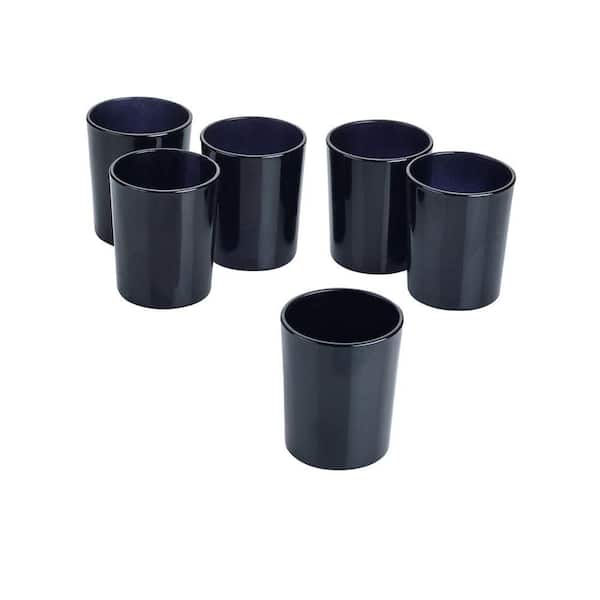 Light In The Dark Black Glass Round Votive Candle Holders (Set of 12)
