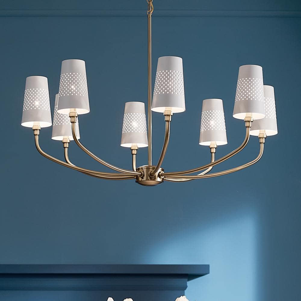 Adeena Brushed Natural Brass 8-Light Steel Chandelier