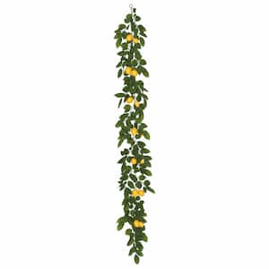 6 ft. Artificial Green and Yellow Salal Leaf Lemon Garland