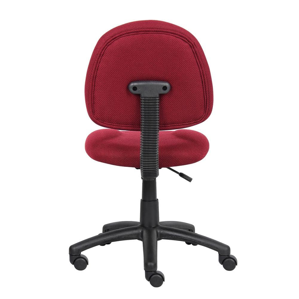 Burgundy Ergonomic Armless Fabric Office Chair