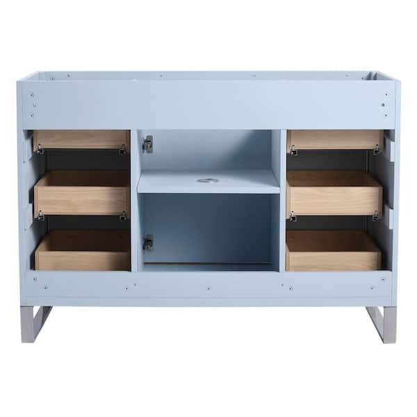 FINE FIXTURES Opulence 48 in. W x 18 in. D x 33.5 in. H Single Sink Bath Vanity in Pastel Blue with White Carrara Top