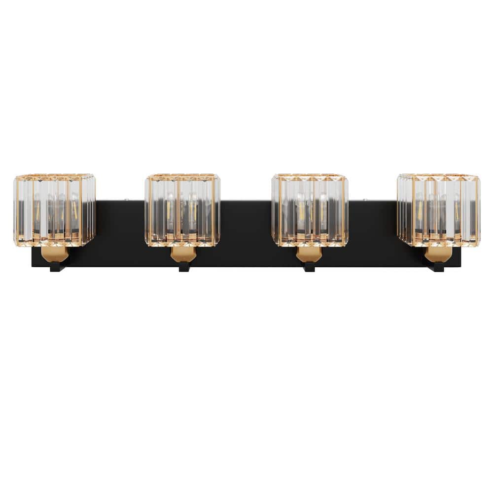 Modern 27.95 in. 4-Lights Bathroom Vanity Light Over Mirror Modern Crystal 