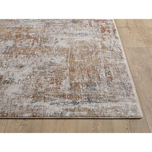 Ivy Rust 8 ft. Round Distressed Contemporary Area Rug