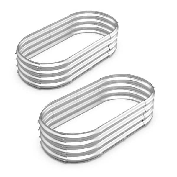 48 in. L x 24 in. W x 12 in. H Metal Silver Raised Garden Bed (Sef of 2)