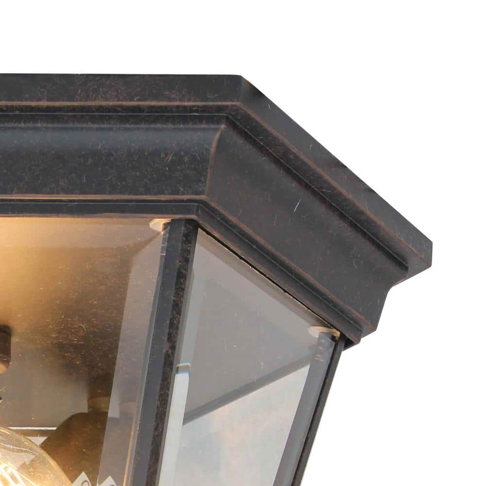 Oil Rubbed Bronze and Glass Outdoor Flush Mount Light