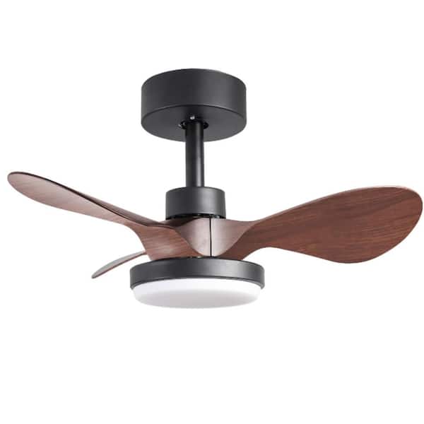 24 in. Indoor Brown Black Housing Ceiling Fan with Dimmable LED Light and Remote Control for Bedroom, Living Room