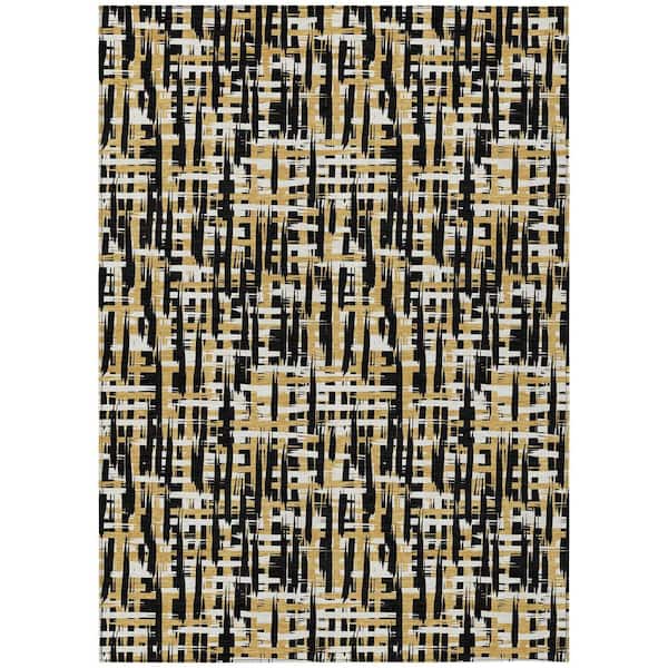 Chantille Machine Washable Indoor/Outdoor Abstract ACN1060 Black 10 ft. x 14 ft. Area Rug