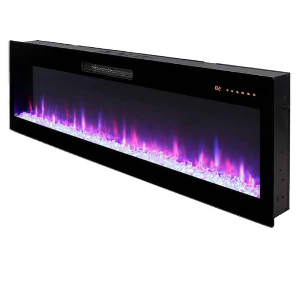 60 in. Smart WiFi Electric Fireplace Insert 16 Flame Colors Voice App Control Wall Mount or Recessed