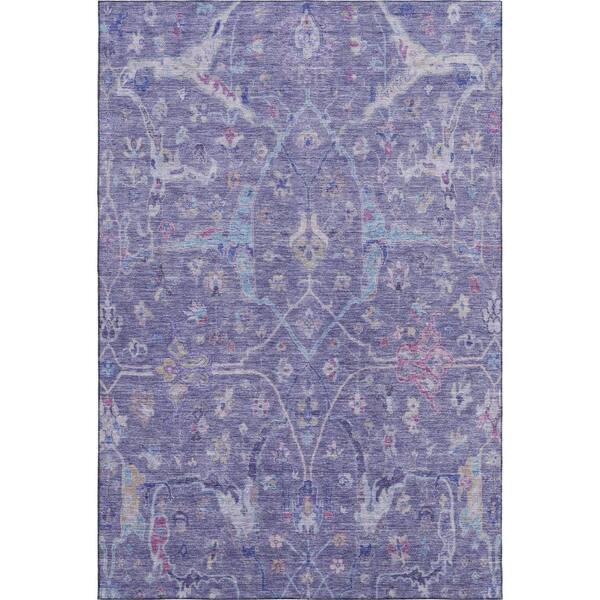 Mayfield Premium Machine Washable Abstract AMF2232 Purple 3 ft. x 5 ft. Area Rug
