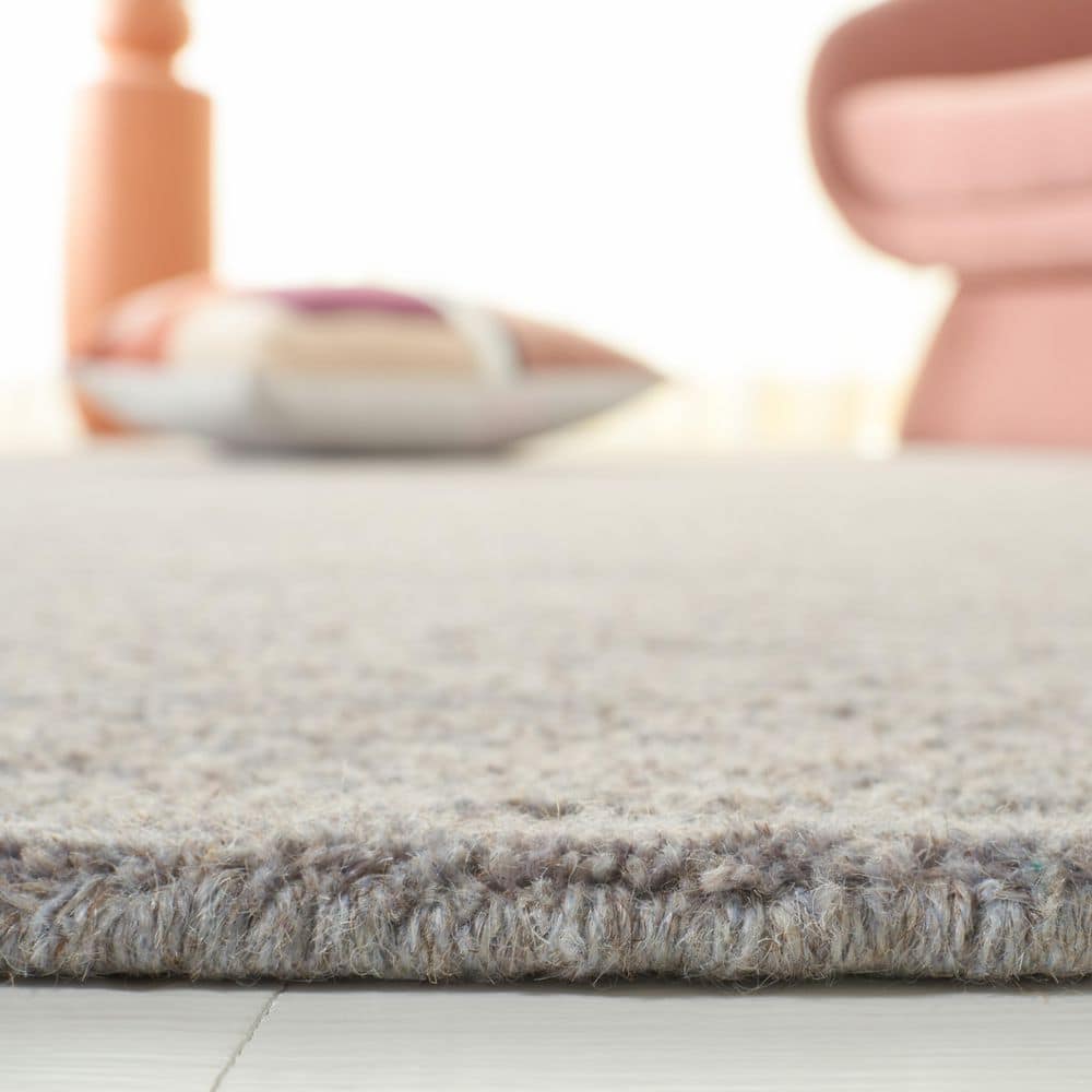 Hand-Tufted Artisan Gray Shag Wool Square Rug, 62"
