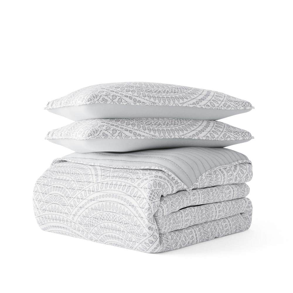 All Season 3-Pcs Scallop Reversible Microfiber Quilt Set with Shams price history on PriceWatchPro