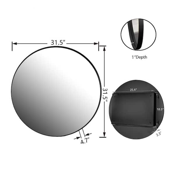 WELLFOR FS 31.5-in x 31.5-in Recessed Mount Gold Mirrored Round Soft Close Medicine Cabinet