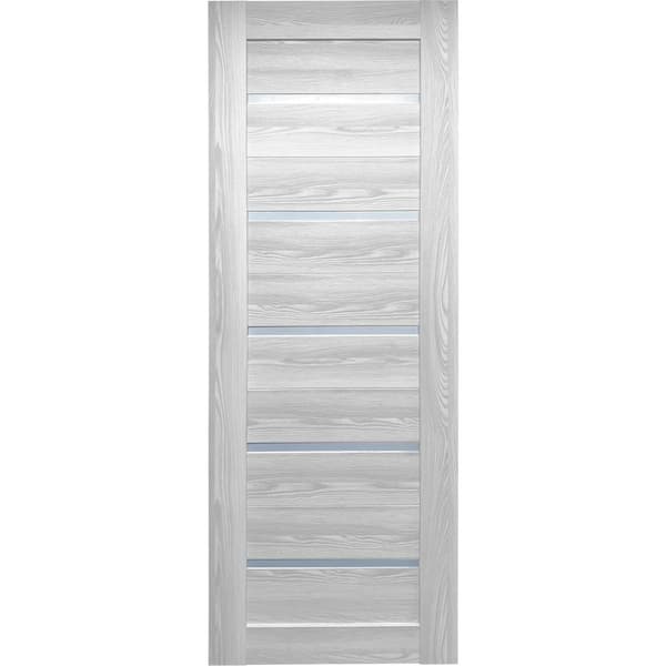 Valusso design doors 32 in. x 80 in. Tampa Ice Maple Prefinished Frosted Glass 5-Lite Solid Core Wood Interior Door Slab No Bore