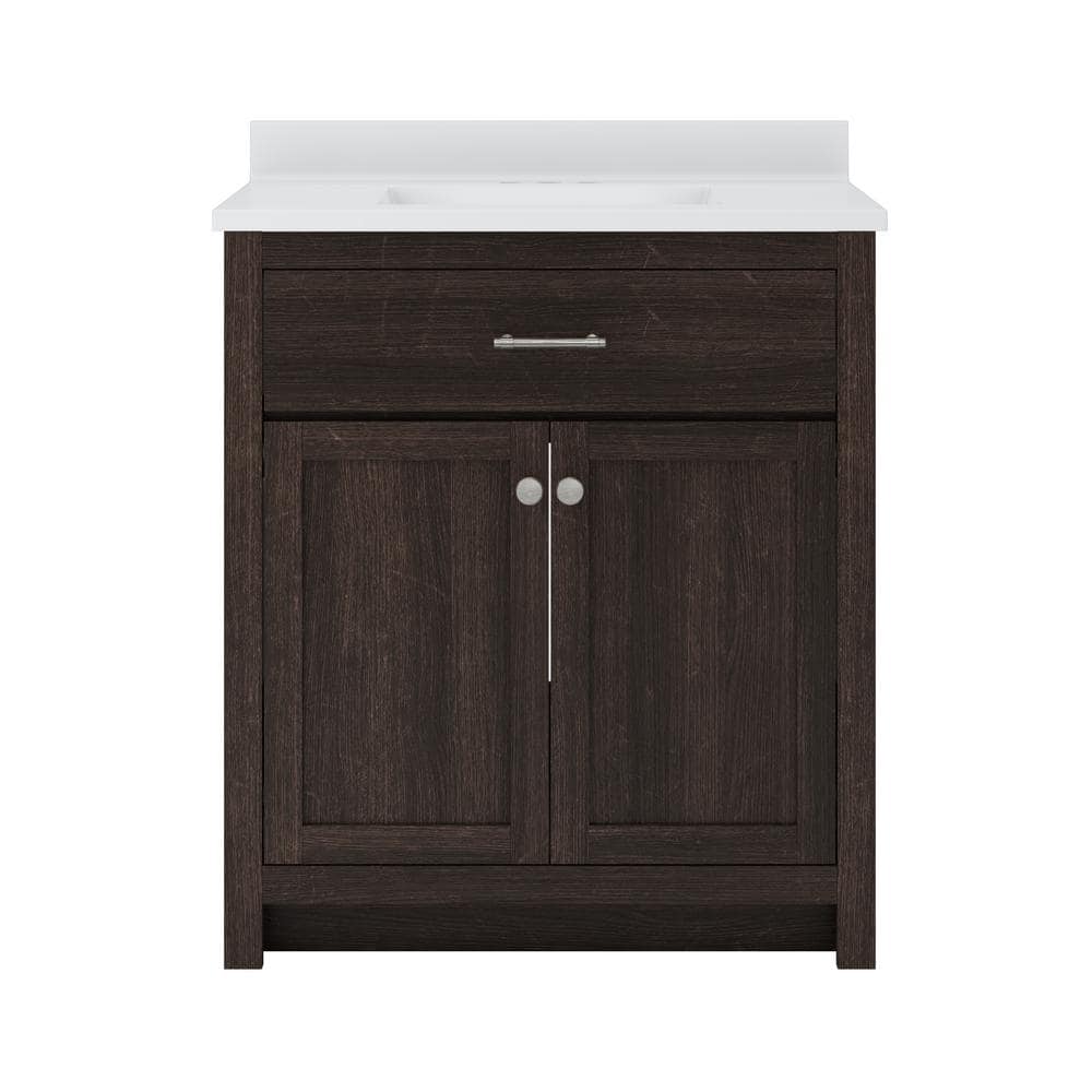 Reese 31 in. W x 19 in. D x 38 in. H Single Sink Bath Vanity in Mocha with White Cultured Marble Top -  CRAFT + MAIN, RSMVT3134