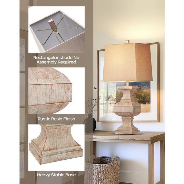 Rottogoon 33 in. Large Beige Resin Table Lamp, Rustic