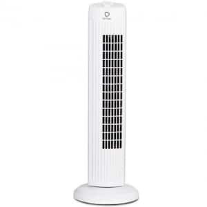 Motorized Oscillation 28 in. 3 Fan Speeds Bladeless Tower Fan in White with 3 Modes Wind Setting and Quiet Operation