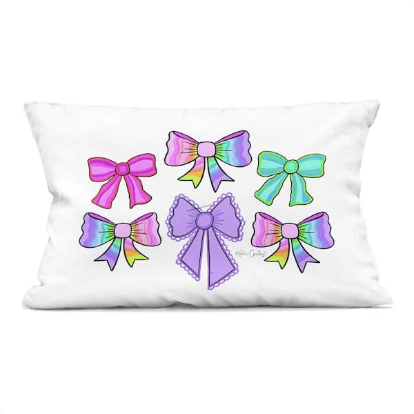 Stupell Industries Vivid Feminine Ribbons and Bows Multi-Color Abstract Polyester 14 in. X 20 in. Throw Pillow