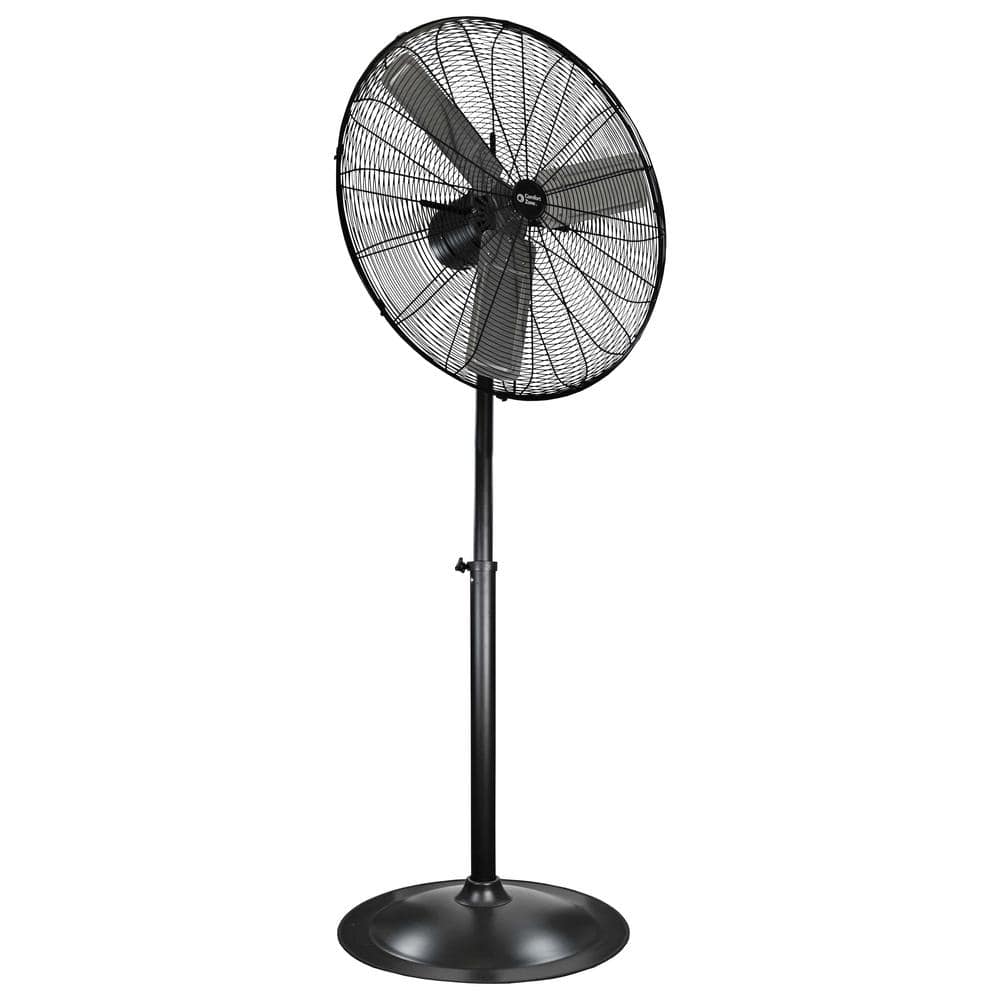 Comfort Zone 30” High-Velocity 3-Speed Industrial Pedestal Fan with Aluminum Blades and Adjustable Height  Black