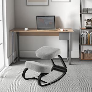 Fabric Cushioned Upholstered Ergonomic Task Chair Rocking Kneeling Chair in Black and Gray with Armless
