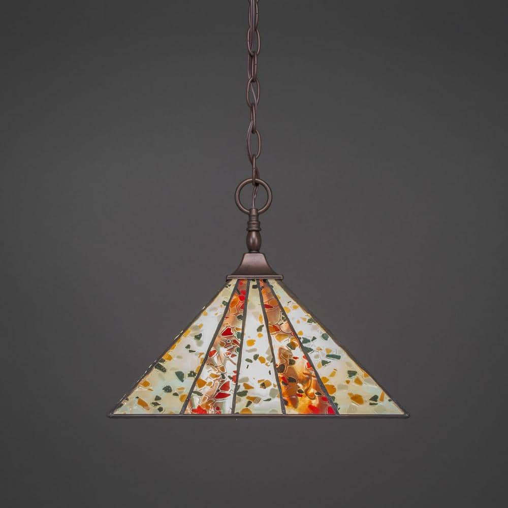  Kingston 100-Watt 1-Light Bronze Bowl Mini Pendant Light with Glass Shade