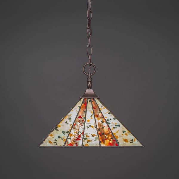 Unbranded Kingston 100-Watt 1-Light Bronze Bowl Mini Pendant Light with Glass Shade