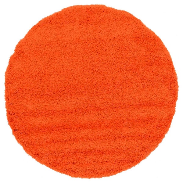 Unbranded Orange Polypropylene 6 ft. x 6 ft. Solid Color Indoor Round Area Rug