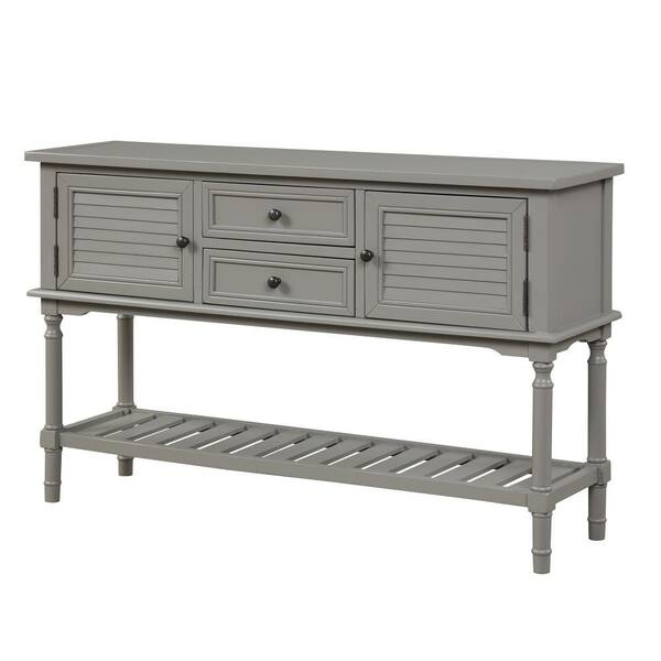 47 In Gray Standard Rectangle Wood Console Table With Drawers And Shelf U Lkwf 5aag 47 In Gray Standard Rectangle Wood, Grey Console Table With Drawers And Shelf