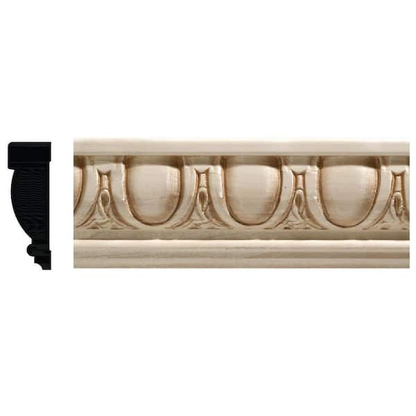 Ornamental Mouldings 27/32 in. x 2-1/2 in. White Hardwood Egg and Dart Chair Rail Moulding