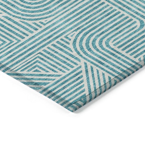 Chantille Machine Washable Indoor/Outdoor Abstract ACN917 Teal 8 ft. x 10 ft. Area Rug