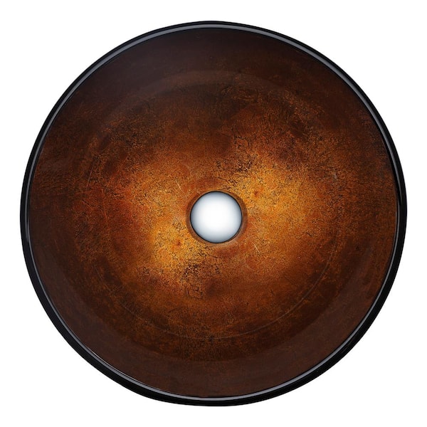 Posh Series Deco-Glass Vessel Sink in Amber Gold