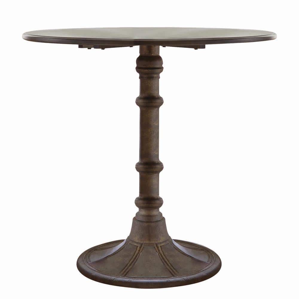 Bronze Finish Round Wood Industrial Dining Table for Four