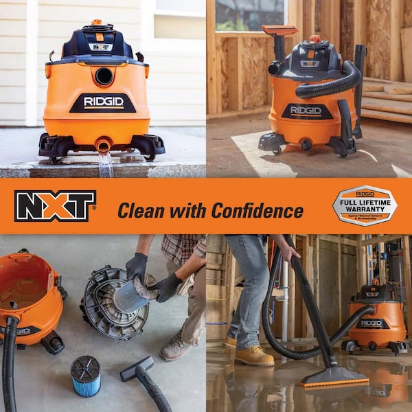 14 Gal. 6.0 Peak HP NXT Shop Vacuum Wet Dry Vac with 2 Additional Fine Dust Filters, Locking Hose and Accessories