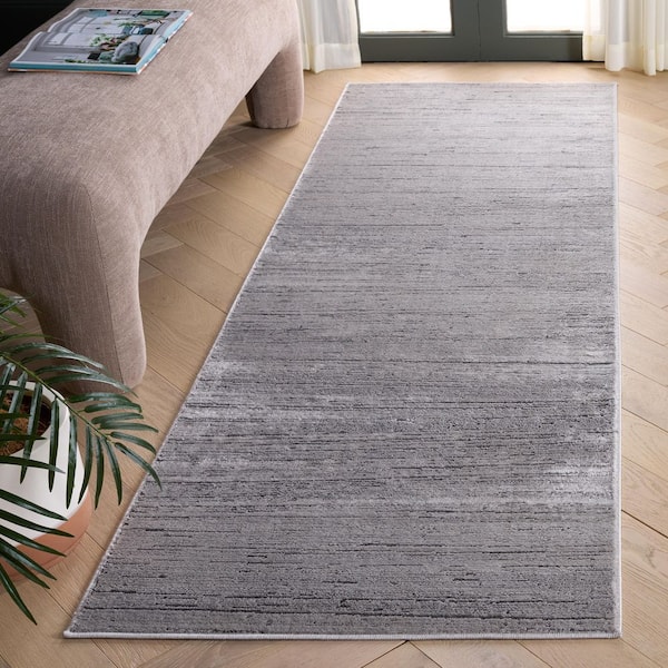 Whisper 3 ft. x 8 ft. Gray/Dark Gray Striated Runner Rug