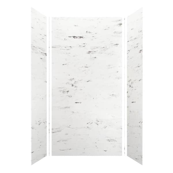 Saramar 48 in. W x 96 in. H x 36 in. D 3-Piece Glue to Wall Alcove Shower Wall Kit in. White Venito Velvet