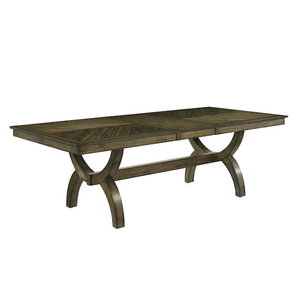 Halo Antique Brown Color Wood Top 41.75 in W. Double Pedestal Base Dining Table Seating Capacity of 8